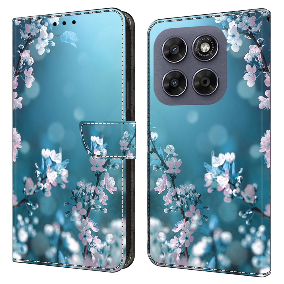 (Plum Blossoms) Wallet Case For Motorola Moto G57 5G 3D Pattern Pu Leather Phone Cover With Stand Purple 6914290676811