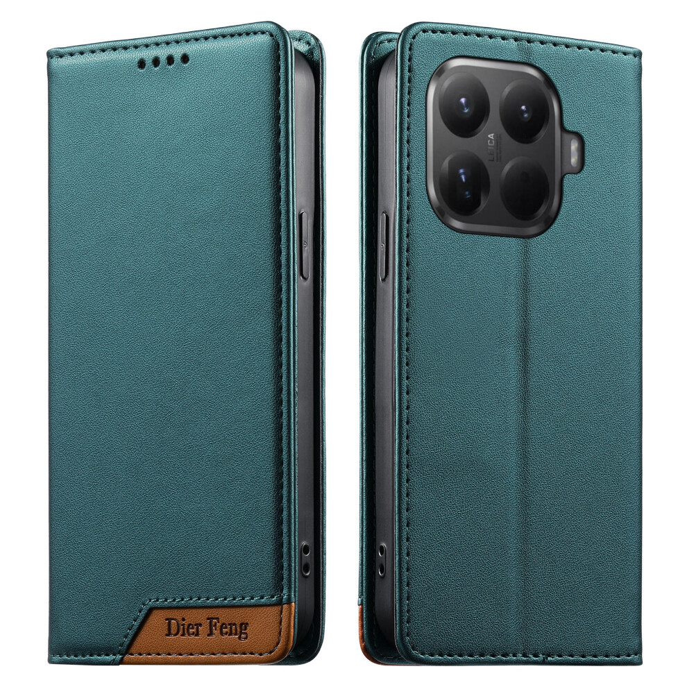 (Green) Df-018 For Xiaomi 15T Pro Case Rfid Blocking Wallet Leather Phone Cover With Color Splicing Logo Corner Green 6914299354369