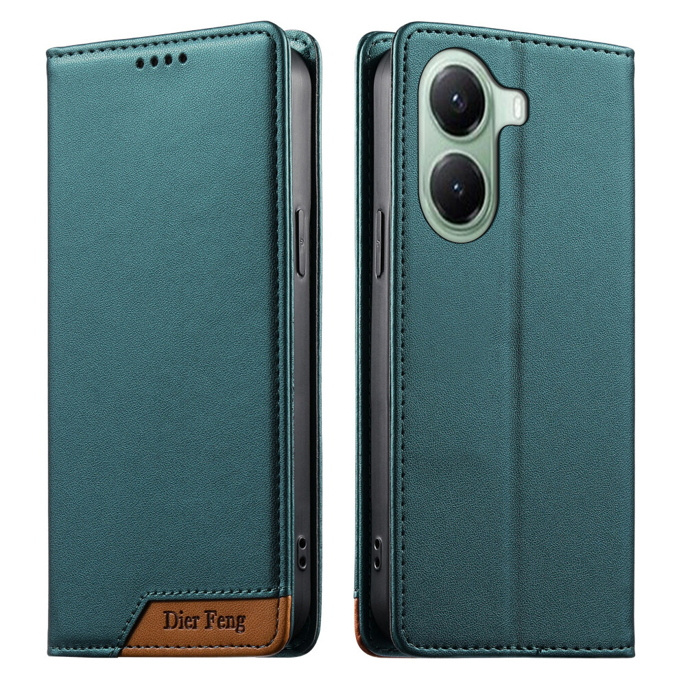 (Green) Df-018 For Xiaomi Poco X7 Pro 5G / Redmi Turbo 4 5G Case Rfid Blocking Wallet Leather Phone Cover With Color Splicing Green 6914295912860