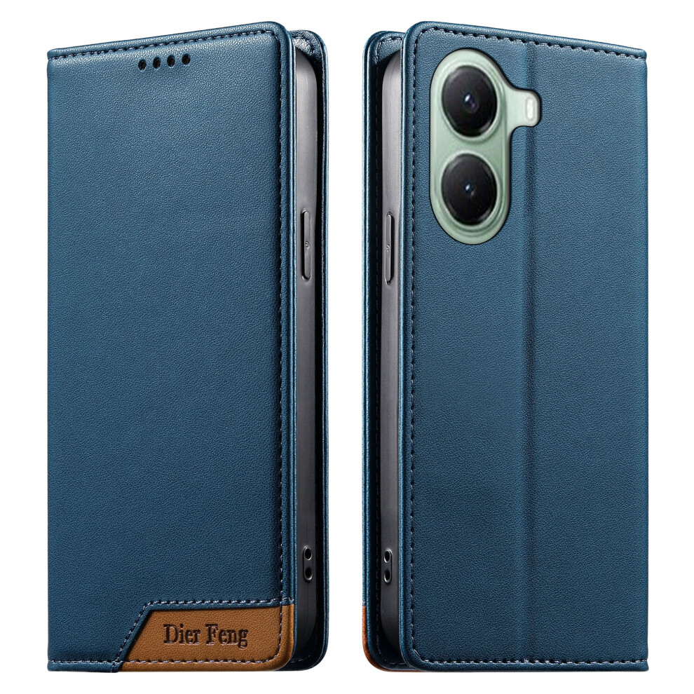 (Blue) Df-018 For Xiaomi Poco X7 Pro 5G / Redmi Turbo 4 5G Case Rfid Blocking Wallet Leather Phone Cover With Color Splicing Blue 6914290635757