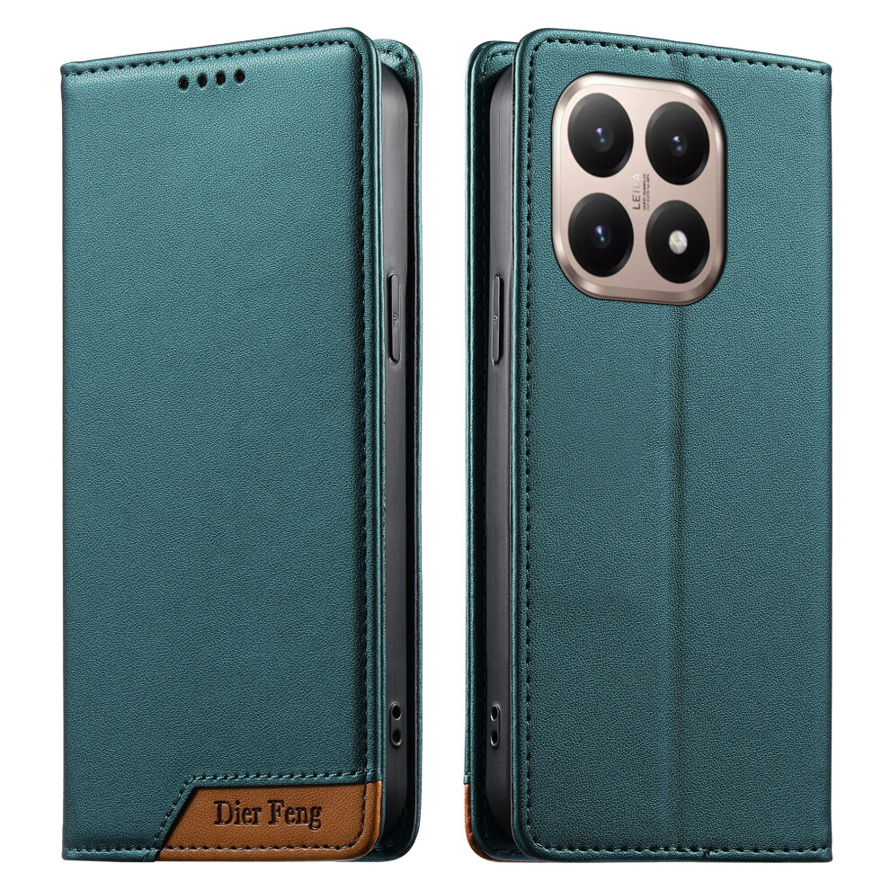 (Green) Df-018 For Xiaomi 15T Case Rfid Blocking Wallet Leather Phone Cover With Color Splicing Logo Corner Green 6914299497264