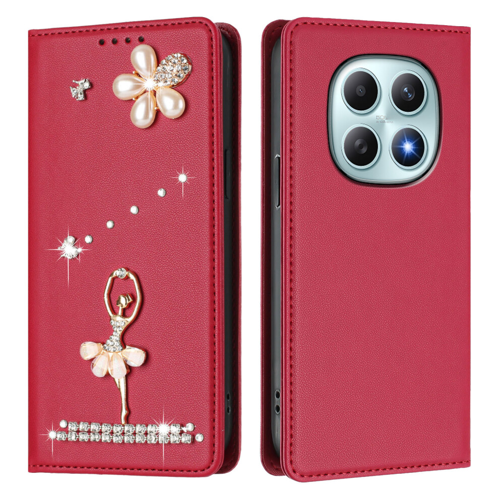 (Wine ) For Xiaomi Mi Note 15 4G (Global) / Xiaomi Poco M8 5G / Xiaomi Mi Note 15 5G (Global) Leather Case Rfid Blocking W Red 6914299400981
