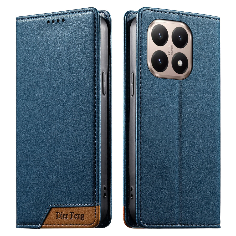 (Blue) Df-018 For Xiaomi 15T Case Rfid Blocking Wallet Leather Phone Cover With Color Splicing Logo Corner Blue 6914296059892
