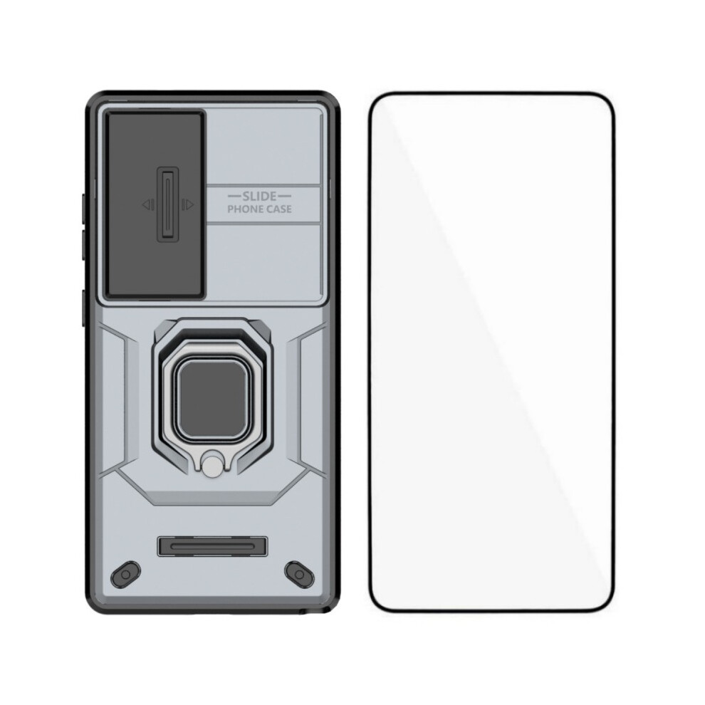 (Grey) Wanlonfeng For Samsung Galaxy S25 Ultra Case Zdx Series Pc Tpu Kickstand Phone Back Case With Lens Cover + Tempered Gla Grey 6914296602814