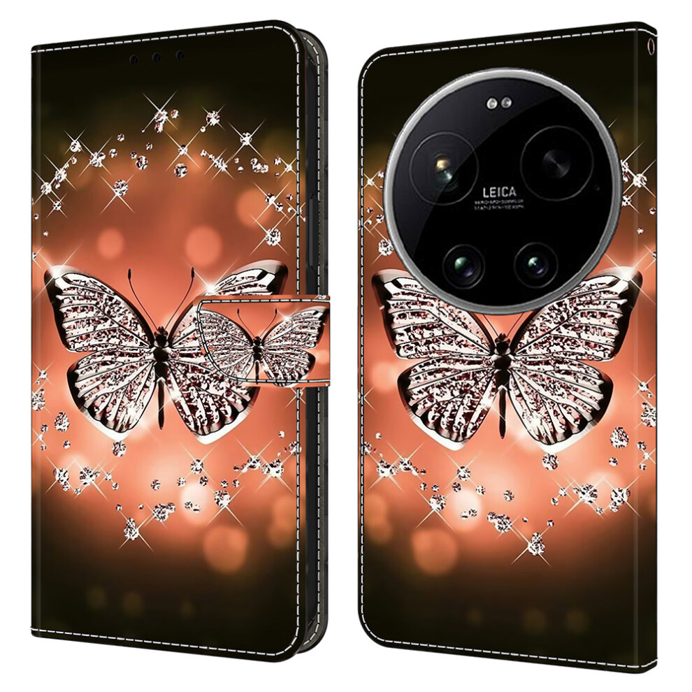 (Crystal Butterfly) Wallet Case For Xiaomi 17 Ultra 5G 3D Pattern Pu Leather Phone Cover With Stand 6914298090046