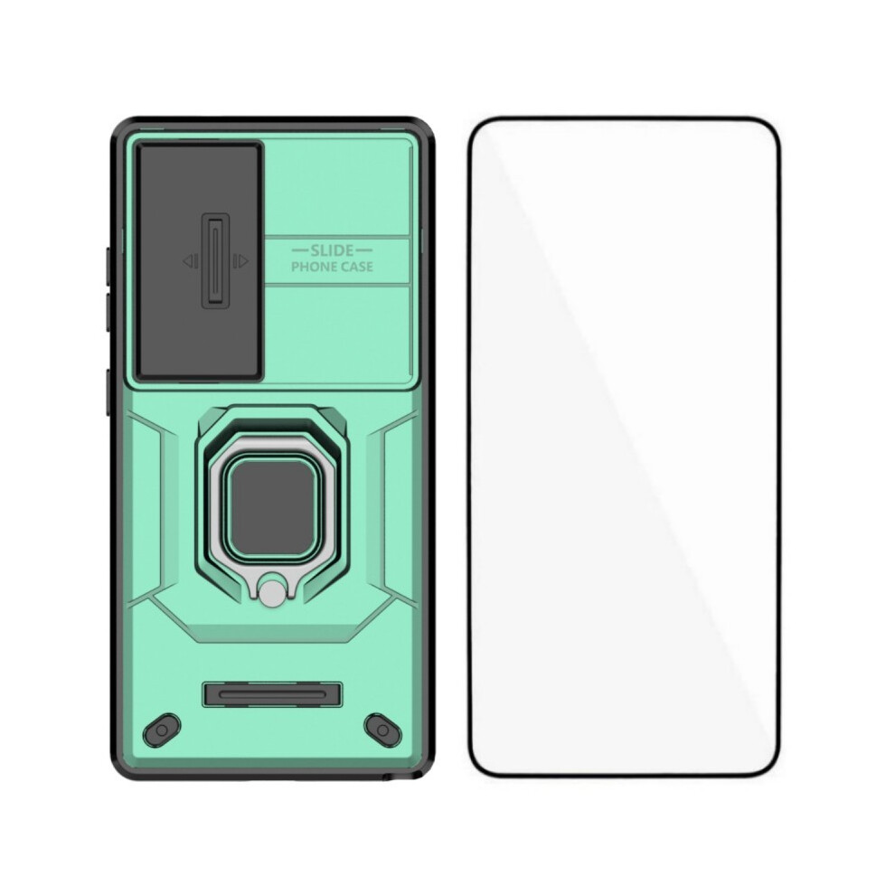 (Green) Wanlonfeng For Samsung Galaxy S25 Ultra Case Zdx Series Pc Tpu Kickstand Phone Back Case With Lens Cover + Tempered Gla Green 6914290190867