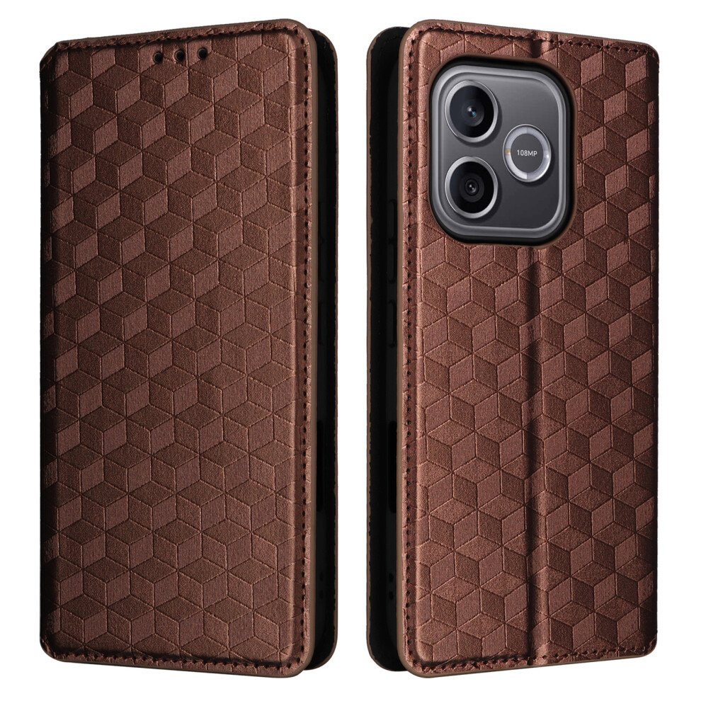 (Brown) For Honor 600 Lite 5G / 500 Smart 5G Case Wallet Rhombus Imprinted Pu Leather Phone Cover Brown 6914292301940