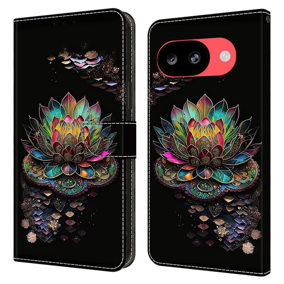 (Lotus) Phone Case For Google Pixel 10A Pattern Printed Tpu + Pu Leather Flip Cover With Card Slot 6914298472231