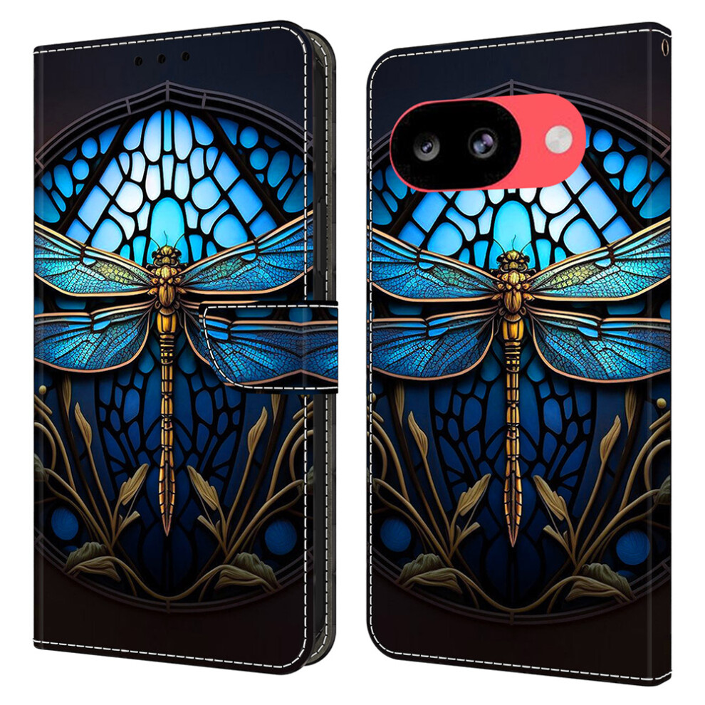 ( Dragonfly) Phone Case For Google Pixel 10A Pattern Printed Tpu + Pu Leather Flip Cover With Card Slot Blue 6914296345230
