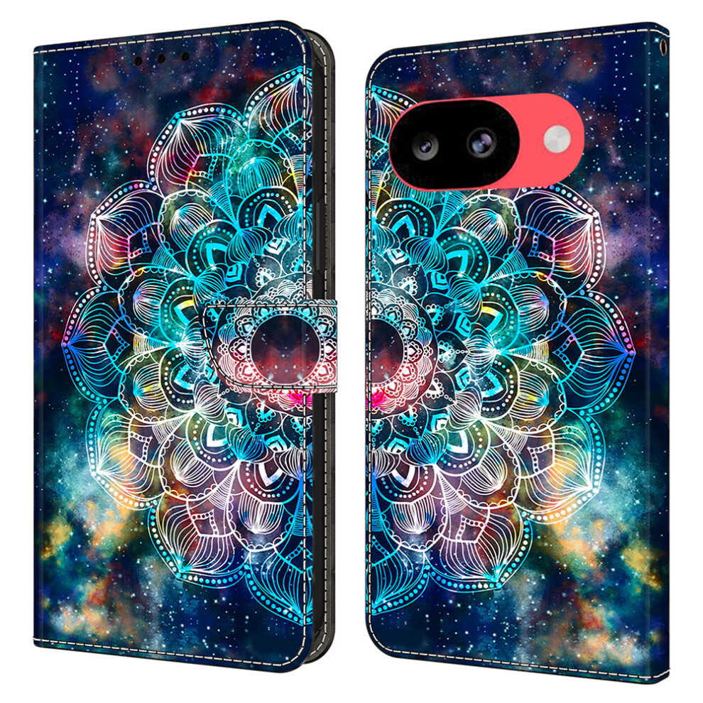 (Gyro Flower) Phone Case For Google Pixel 10A Pattern Printed Tpu + Pu Leather Flip Cover With Card Slot 6914293173638
