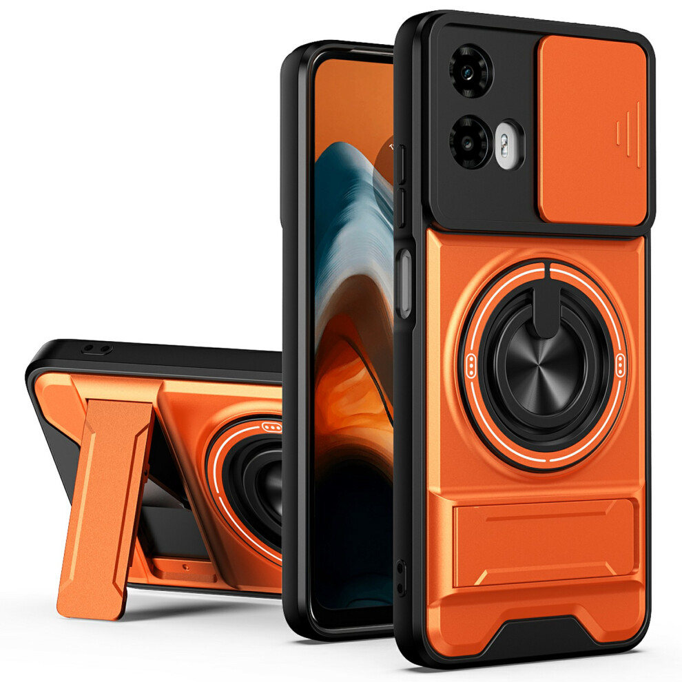 (Orange) Magnetic Case For Motorola Moto G34 5G / G45 5G Ring Holder Foldable Kickstand Tpu Pc Phone Cover With Camera Lens Sli Orange 6914299426905