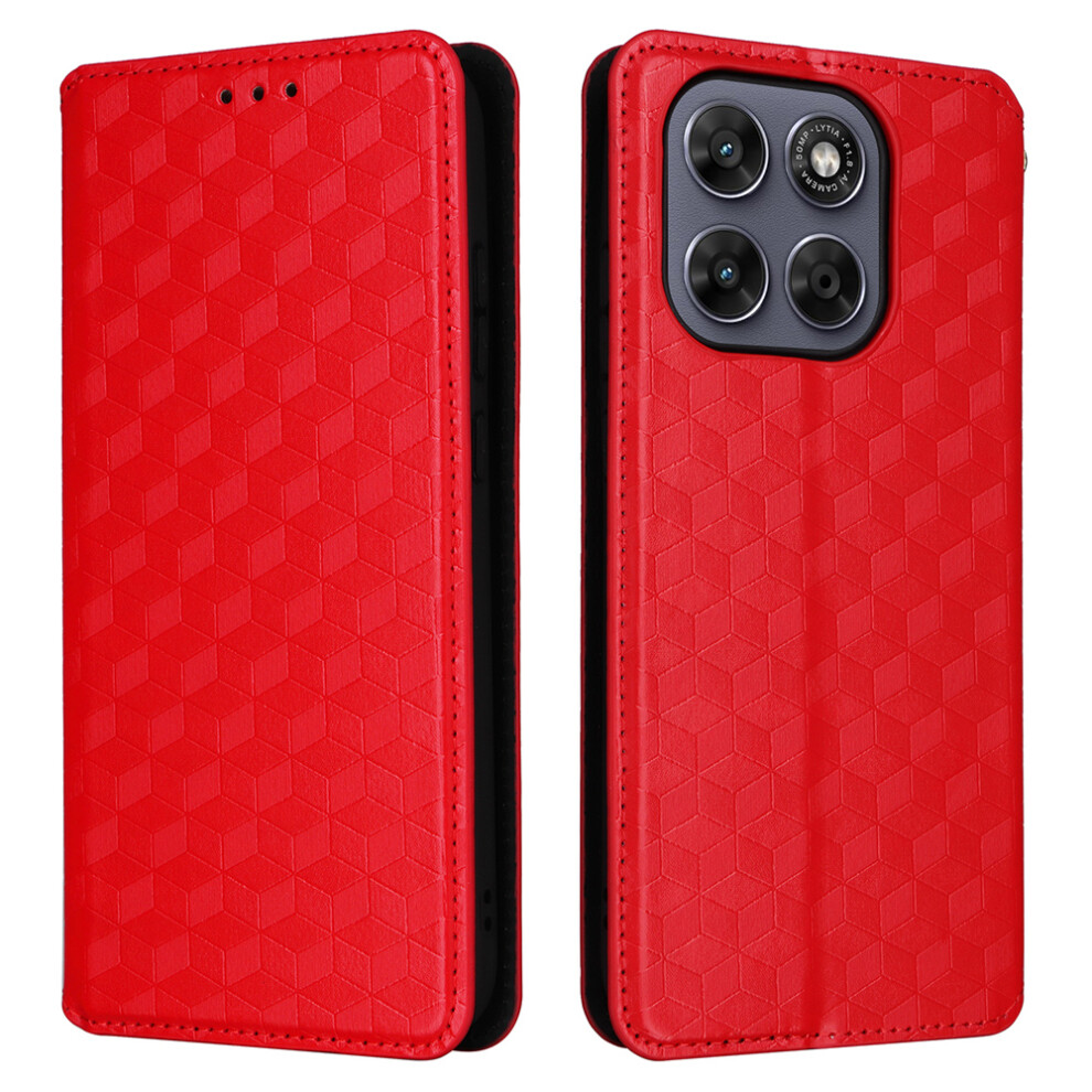 (Red) For Motorola Moto G77 5G / G67 5G Case Wallet Rhombus Imprinted Pu Leather Phone Cover Red 6914299521006