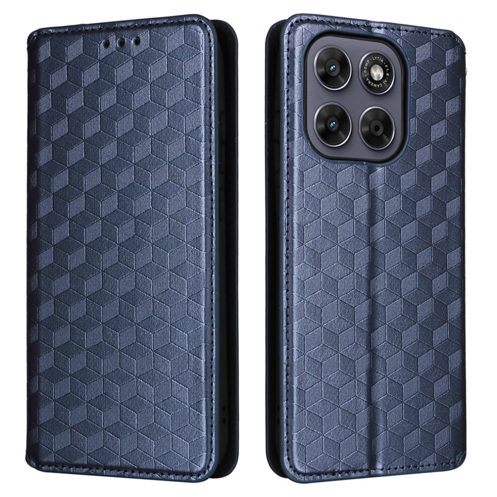 (Blue) For Motorola Moto G77 5G / G67 5G Case Wallet Rhombus Imprinted Pu Leather Phone Cover Blue 6914298426517