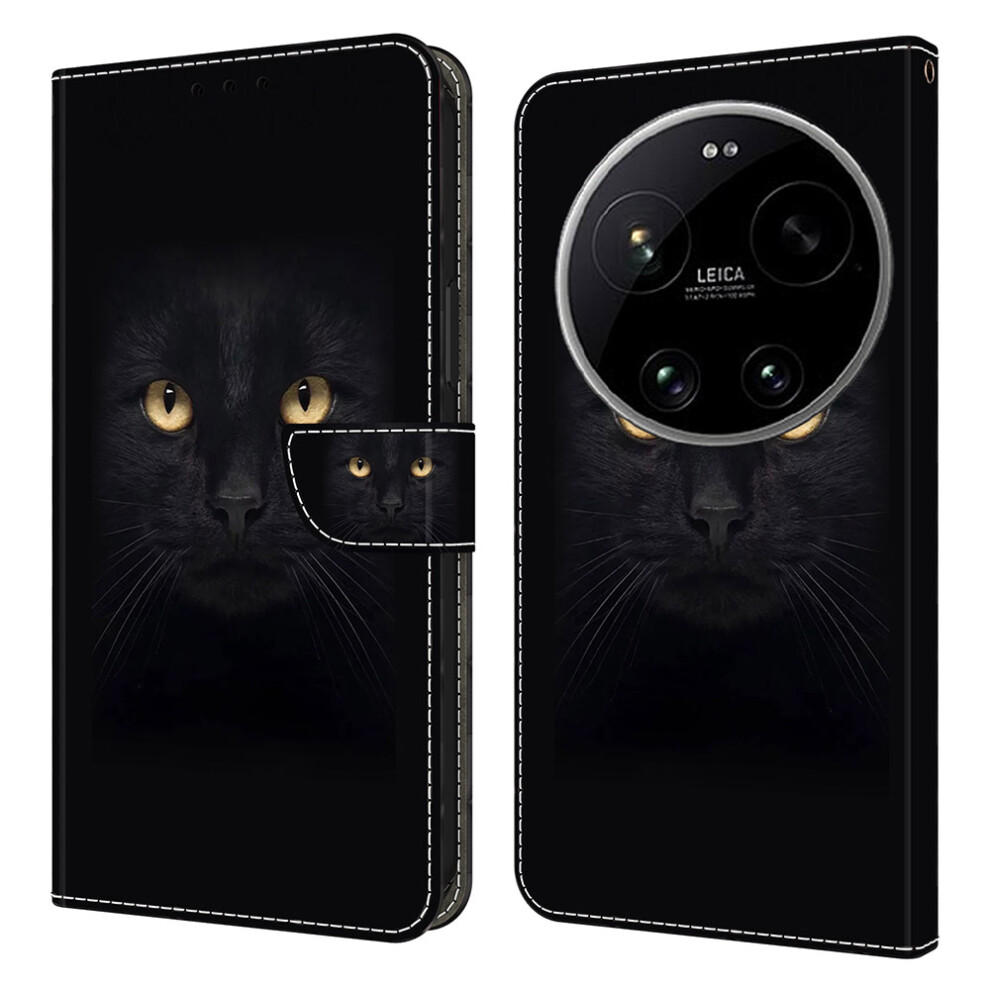 ( Cat) For Xiaomi 17 Ultra 5G Case Magnetic Clasp 3D Pattern Leather Wallet Phone Cover Black 6914299361985
