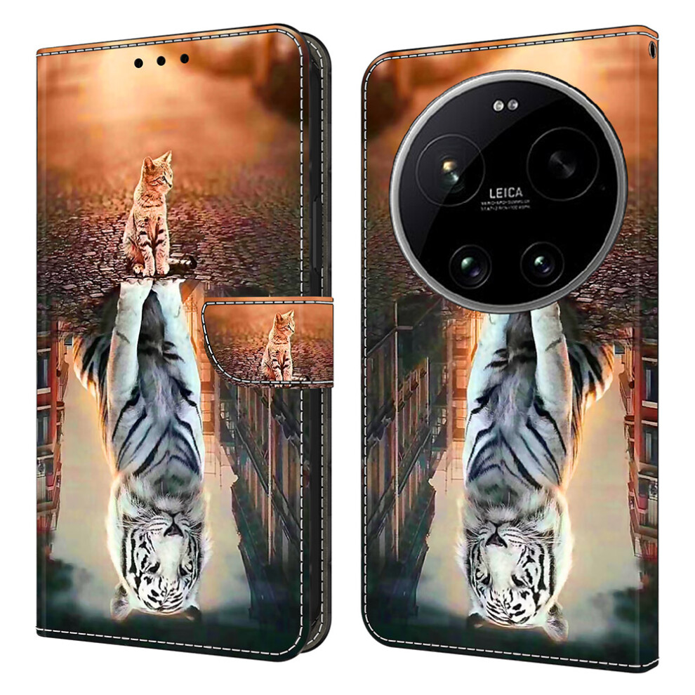 (Cat And Tiger) For Xiaomi 17 Ultra 5G Case Magnetic Clasp 3D Pattern Leather Wallet Phone Cover 6914290448005