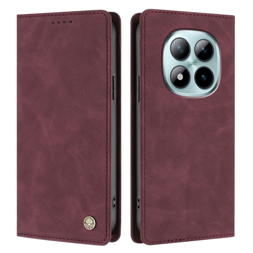 (Wine ) For Xiaomi Poco M8 Pro 5G / Xiaomi Mi Note 15 Pro+ 5G (Global) Case Hx Rfid Blocking Wallet Stand Leather Flip Phone Red 6914293680099