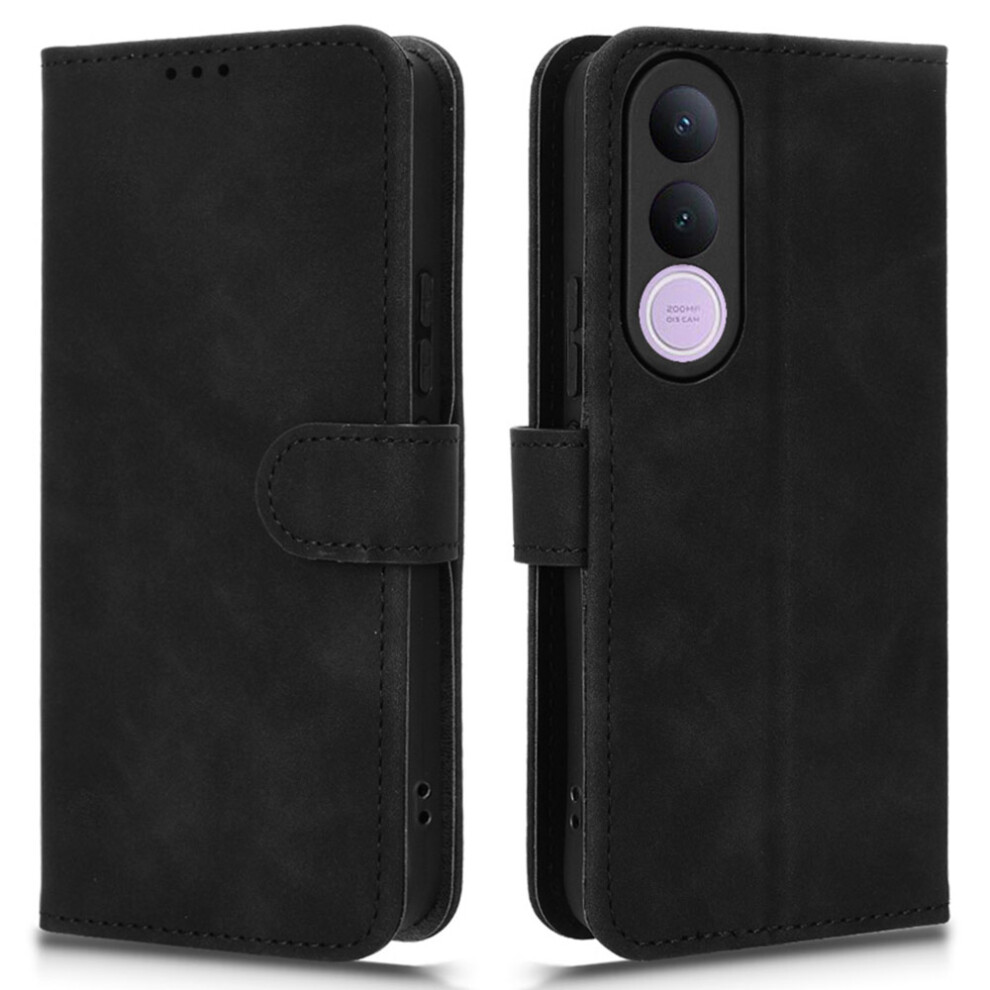 (Black) For Vivo V70 Fe 5G Leather Case Skin Feel Anti Drop Wallet Stand Flip Phone Cover Black 6914290413492