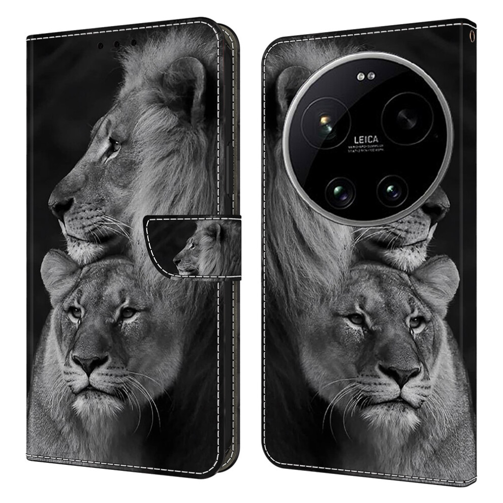 (Couple Lions) For Xiaomi 17 Ultra 5G Case Magnetic Clasp 3D Pattern Leather Wallet Phone Cover 6914292646300
