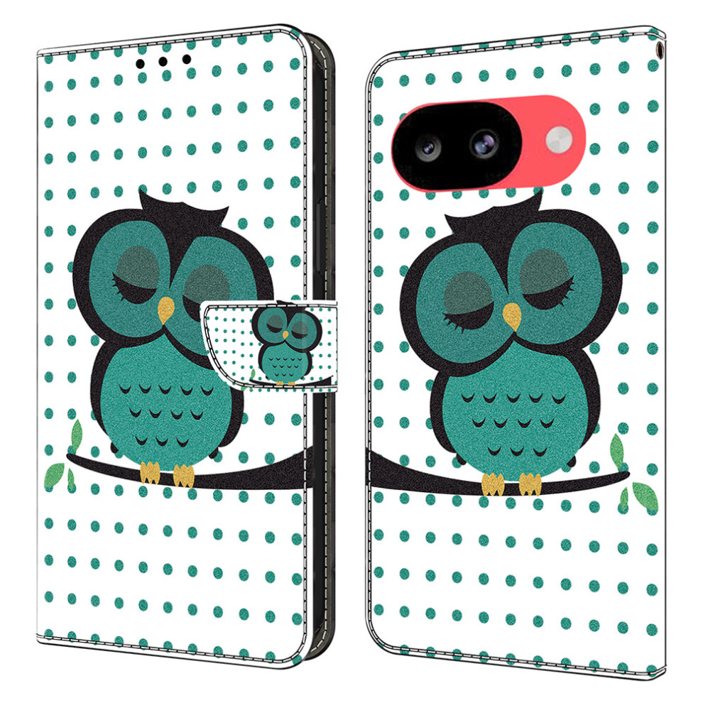 (Sleeping Owl) For Google Pixel 10A Case Magnetic Clasp 3D Pattern Leather Wallet Phone Cover 6914298174883