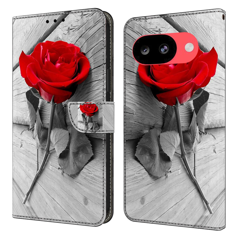 (Rose) For Google Pixel 10A Case Magnetic Clasp 3D Pattern Leather Wallet Phone Cover 6914298328545