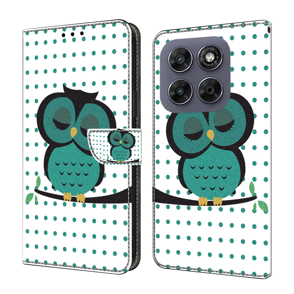 (Sleeping Owl) For Motorola Moto G17 Power 4G / G17 4G / G15 4G / G15 Power 4G Case Magnetic Clasp 3D Pattern Leather Wallet Phone Cove 6914299476474