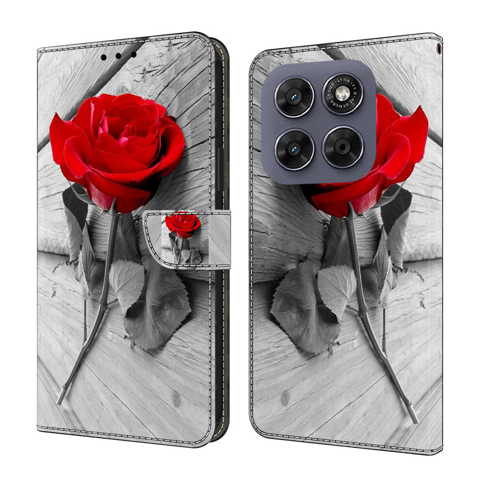 (Rose) For Motorola Moto G17 Power 4G / G17 4G / G15 4G / G15 Power 4G Case Magnetic Clasp 3D Pattern Leather Wallet Phone Cove 6914291428310