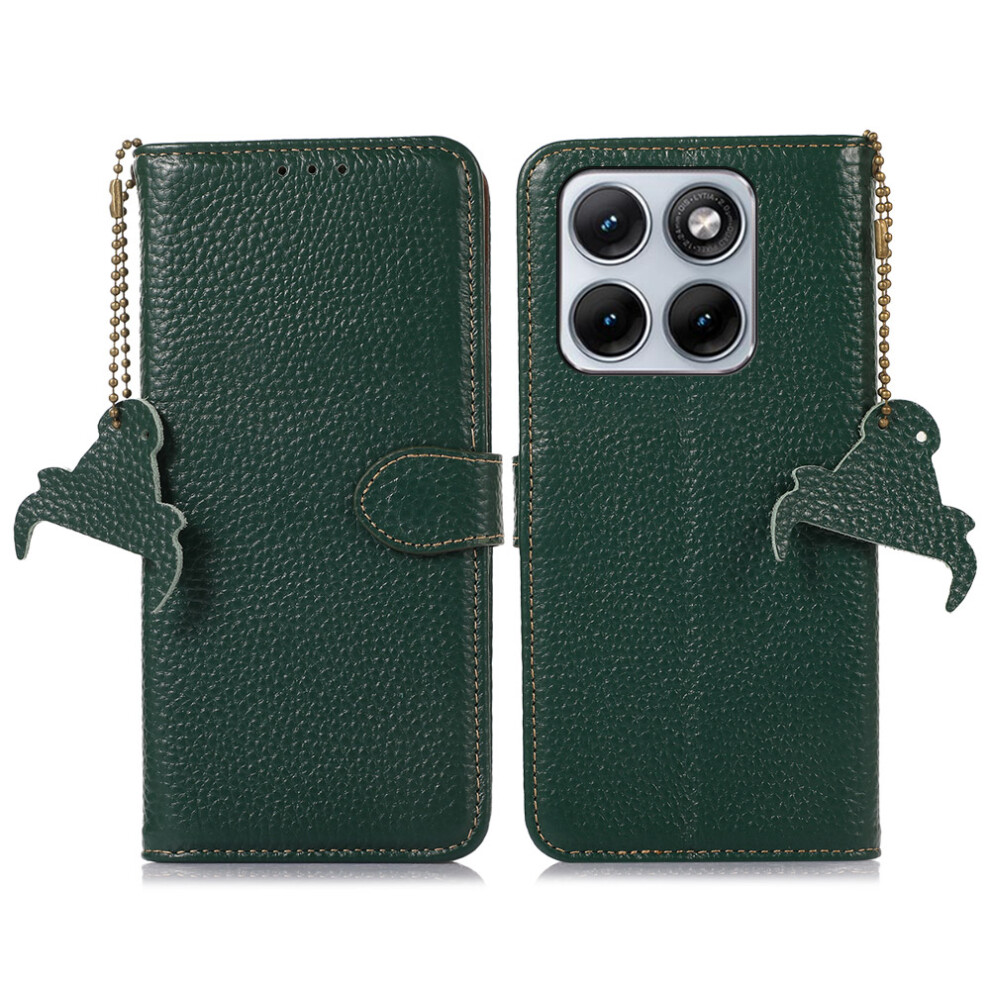 (Green) For Motorola Edge 70 Fusion+ 5G / Edge 70 Fusion 5G Case Rfid Blocking Genuine Cow Leather Phone Cover Litchi Texture Green 6914295590815