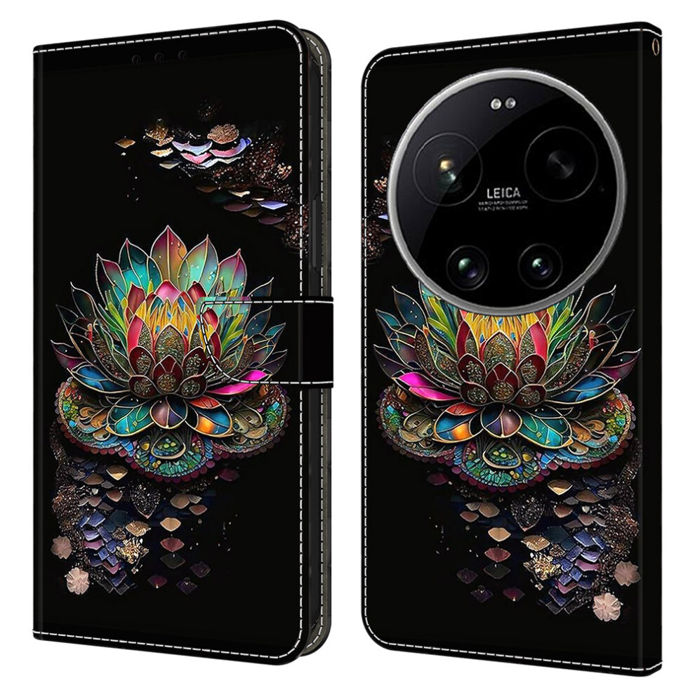 (Lotus) Phone Case For Xiaomi 17 Ultra 5G Pattern Printed Tpu + Pu Leather Flip Cover With Card Slot 6914292394331