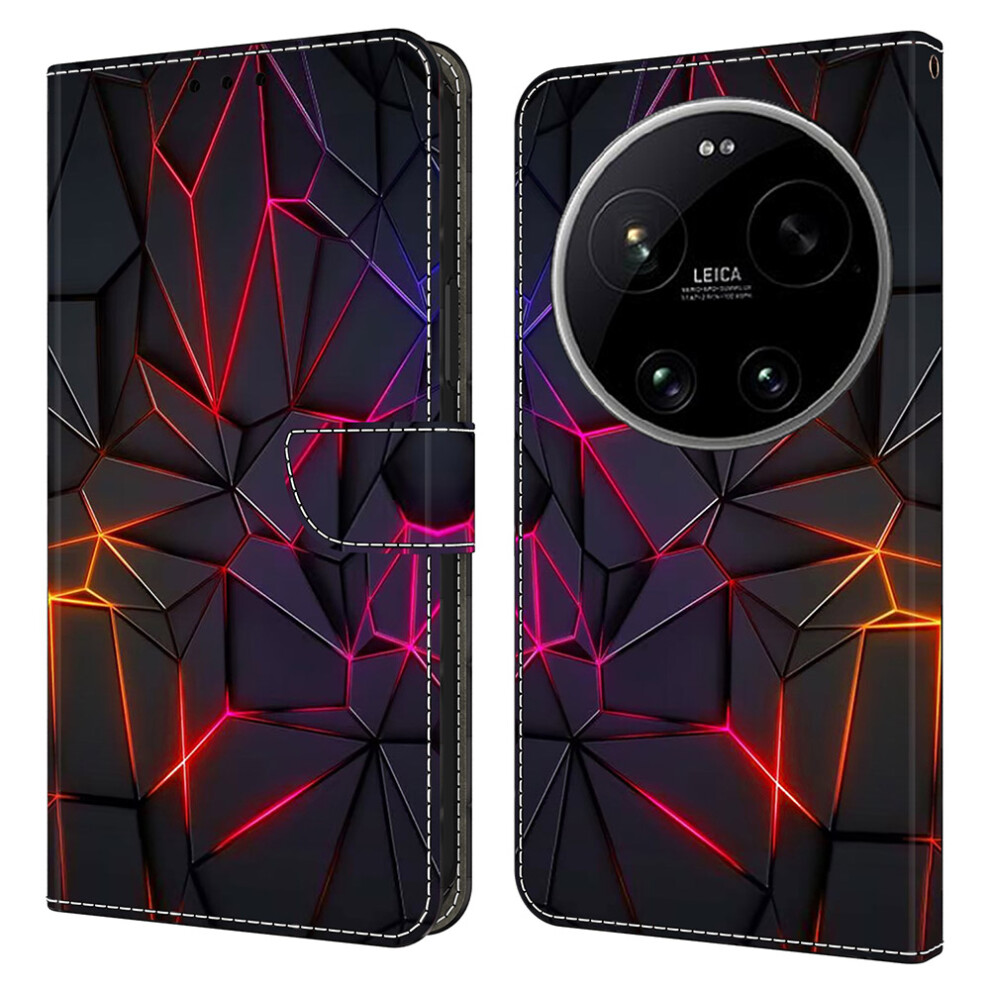 ( Cracks) Phone Case For Xiaomi 17 Ultra 5G Pattern Printed Tpu + Pu Leather Flip Cover With Card Slot Red 6914294078277