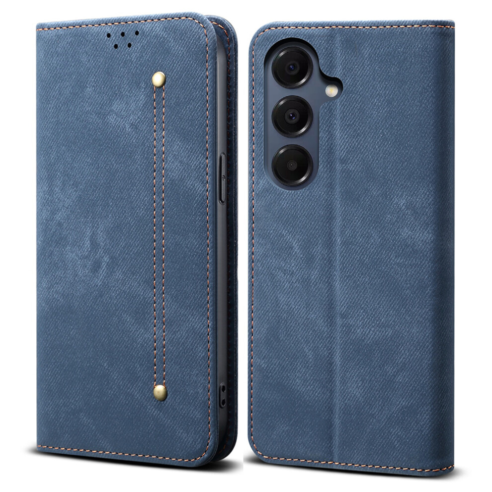 (Blue) For Samsung Galaxy A37 5G Case Jeans Cloth Texture Anti-Scratch Leather Stand Phone Cover Blue 6914290770878