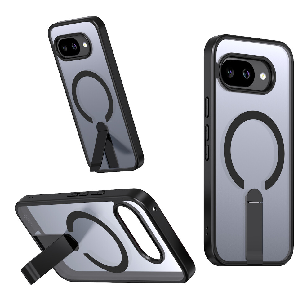 (Black) For Google Pixel 10A Magnetic Case Kickstand Tpu + Acrylic Phone Cover Black 6914291033064