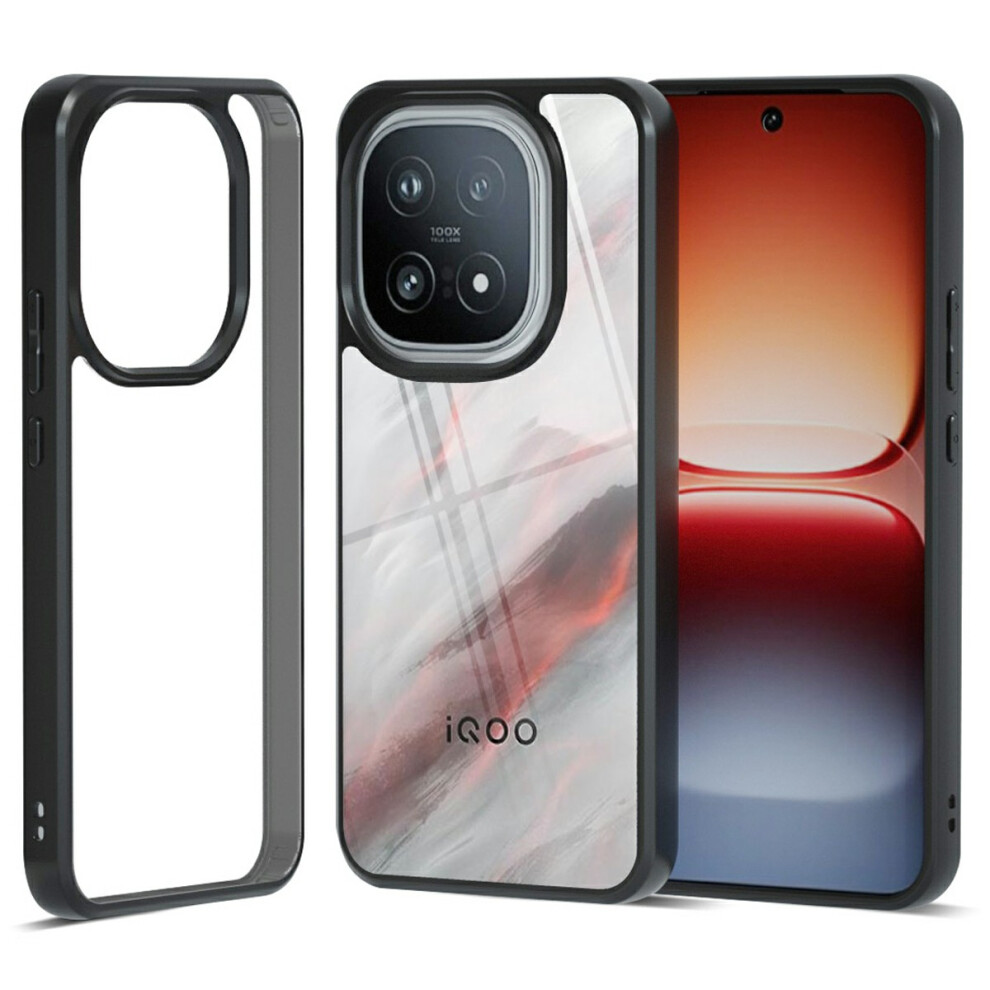 (Transparent ) For Vivo Iqoo 15 5G Case Soft Tpu Frame Hard Pc Back Anti-Fall Phone Cover Black 6914294575516