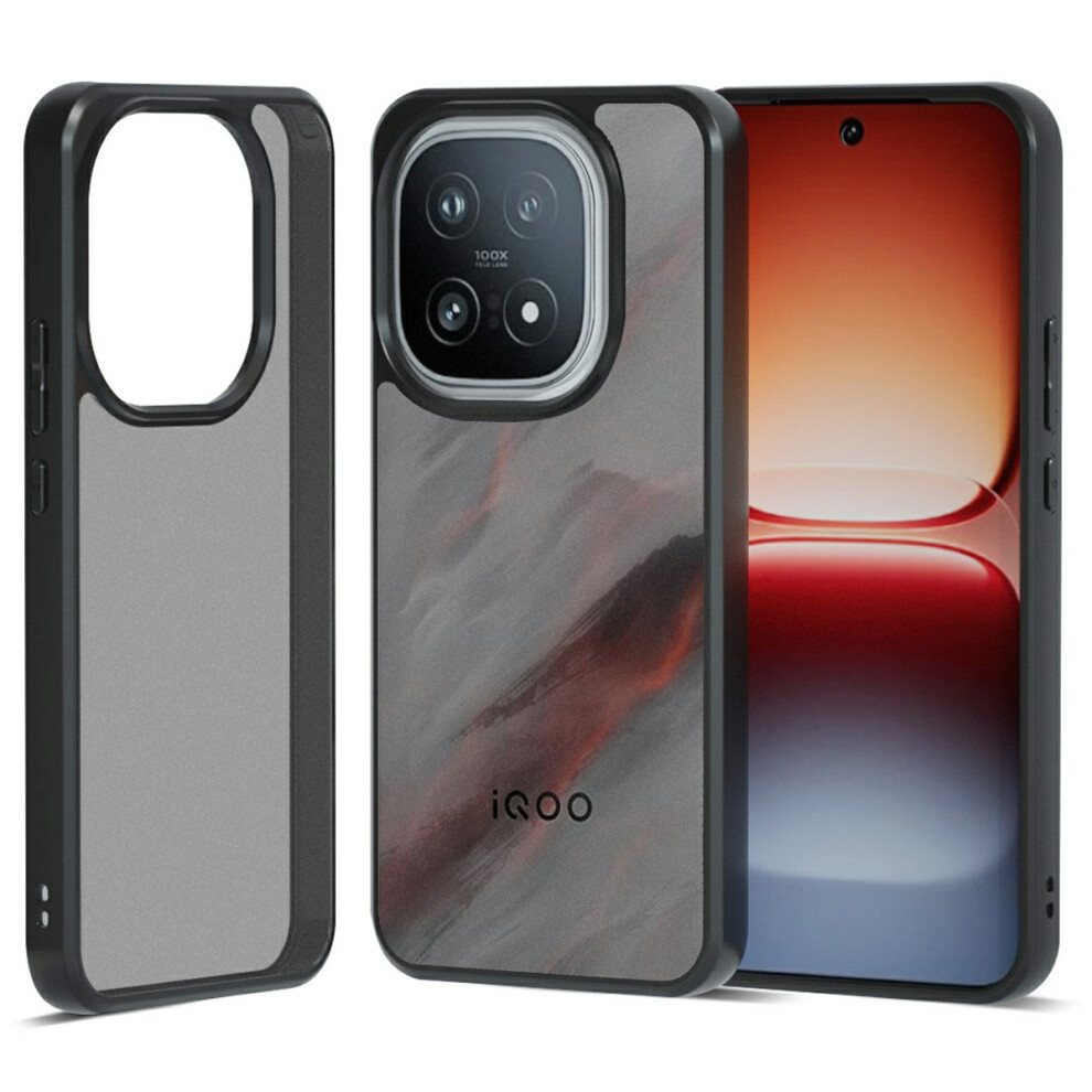 (Matte ) For Vivo Iqoo 15 5G Case Soft Tpu Frame Hard Pc Back Anti-Fall Phone Cover Black 6914297855455