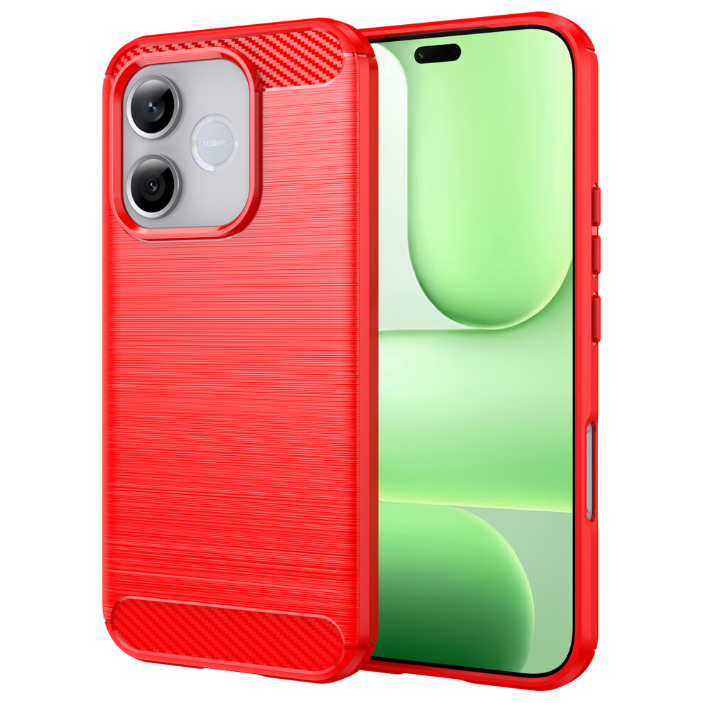 (Red) For Honor 600 Lite 5G Tpu Case Protective Phone Cover Carbon Fiber Texture Brushed Red 6914291988593