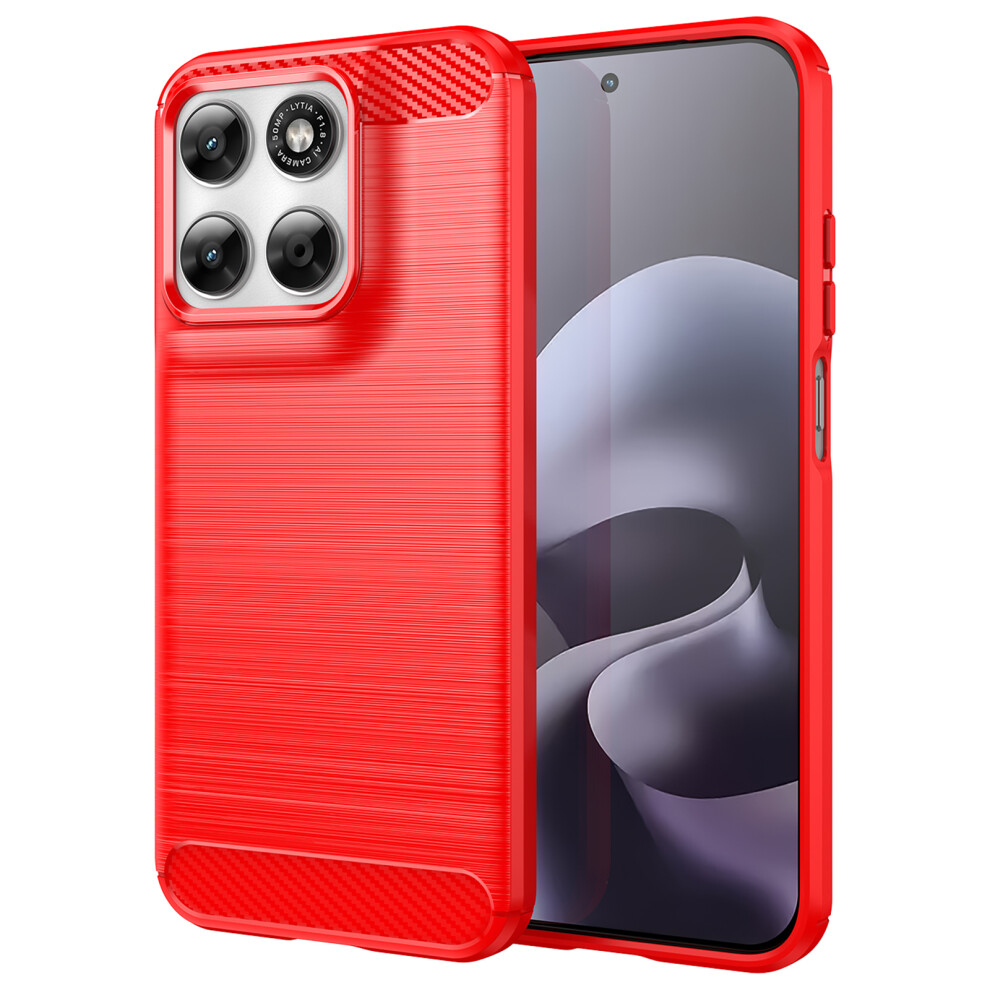 (Red) Tpu Case For Motorola Moto G67 5G / G77 5G Protective Phone Cover Carbon Fiber Texture Brushed Red 6914292720567