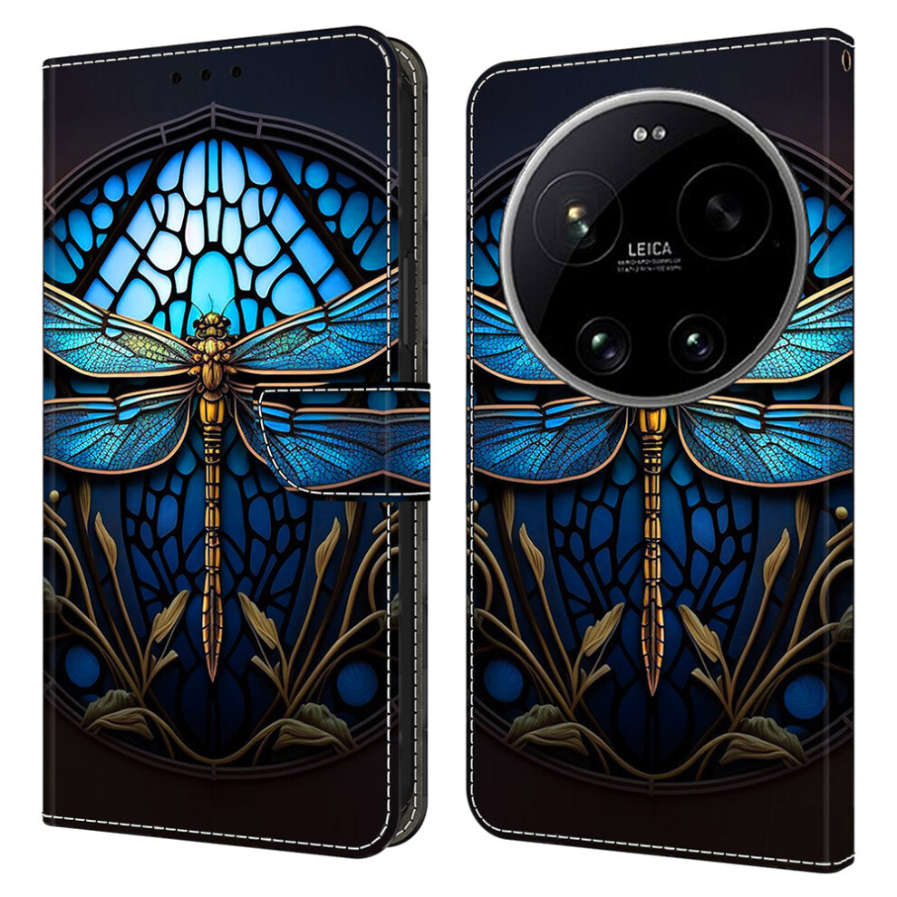 ( Dragonfly) Phone Case For Xiaomi 17 Ultra 5G Pattern Printed Tpu + Pu Leather Flip Cover With Card Slot Blue 6914293152268