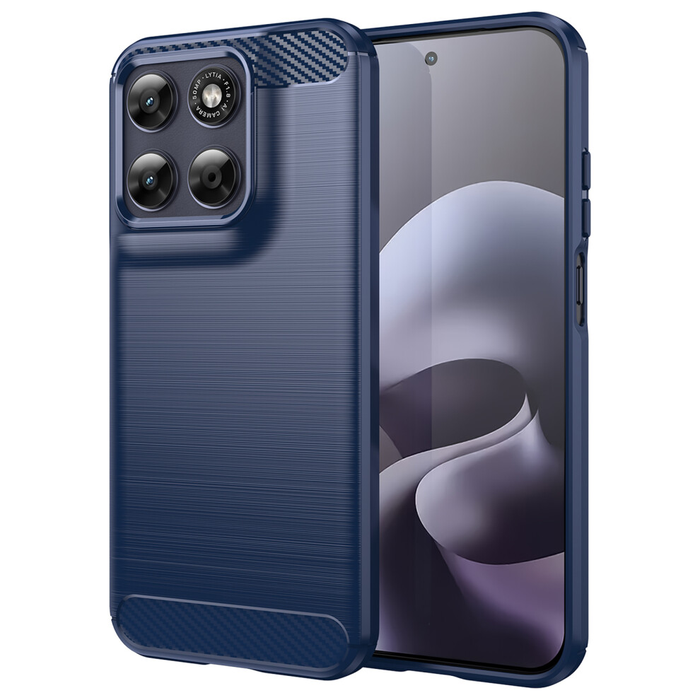 (Blue) Tpu Case For Motorola Moto G67 5G / G77 5G Protective Phone Cover Carbon Fiber Texture Brushed Blue 6914293423221
