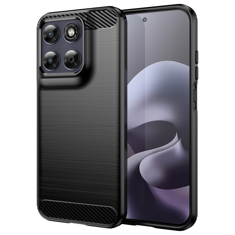 (Black) Tpu Case For Motorola Moto G67 5G / G77 5G Protective Phone Cover Carbon Fiber Texture Brushed Black 6914291817664