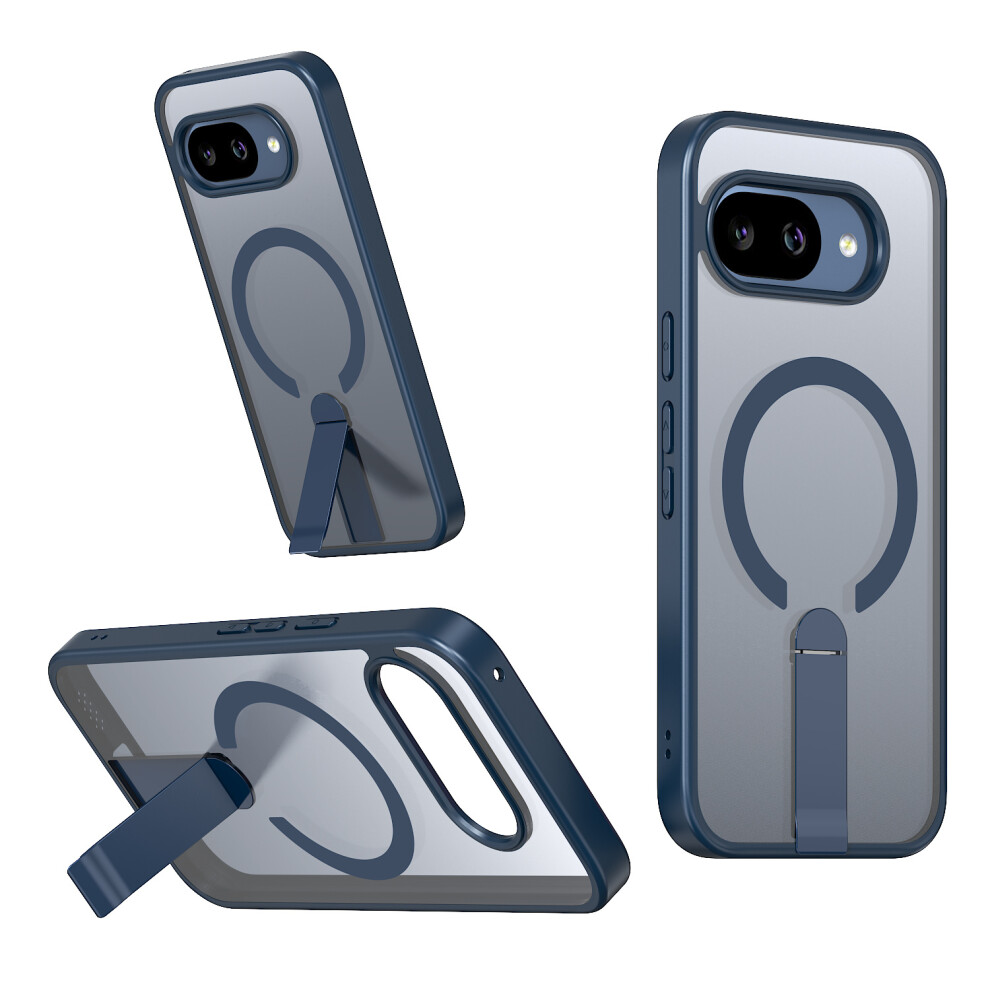 (Blue) For Google Pixel 10A Magnetic Case Kickstand Tpu + Acrylic Phone Cover Blue 6914294796447