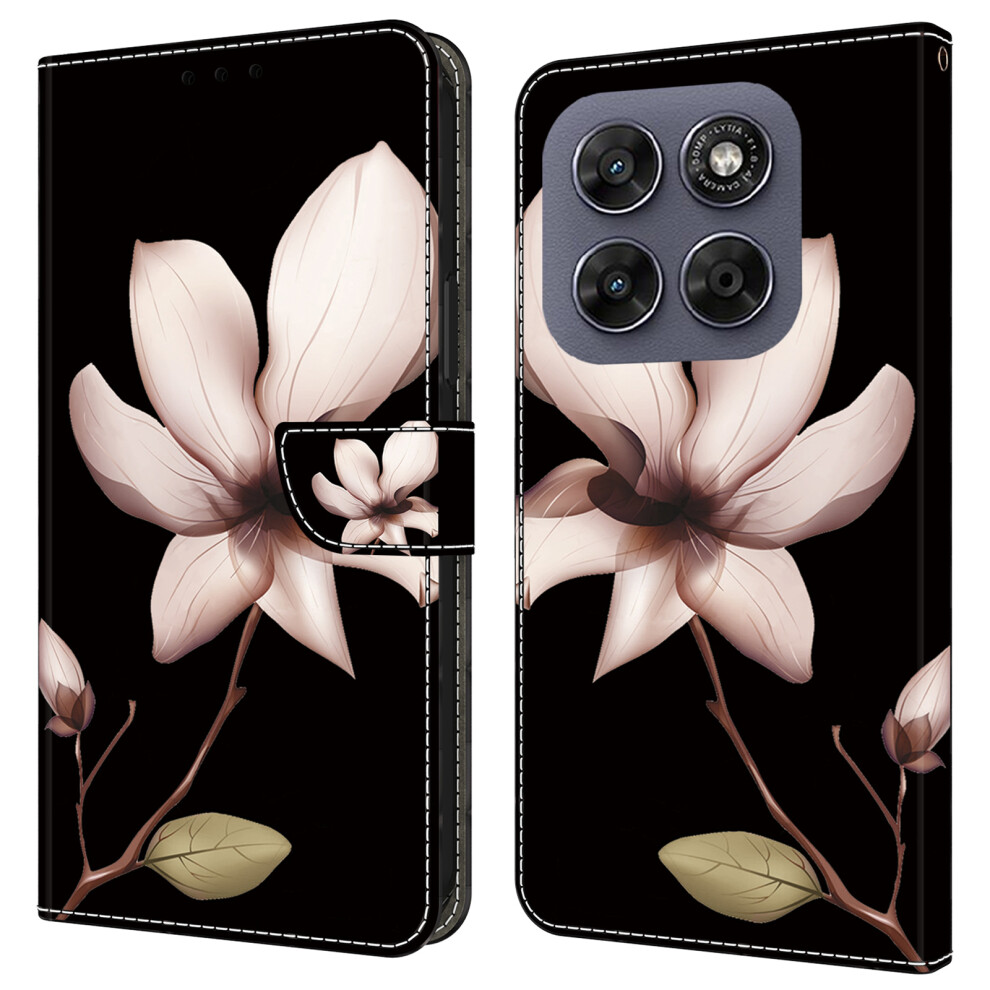 ( Flower) Wallet Case For Motorola Moto G57 5G Magnetic Clasp 3D Pattern Leather Phone Cover Pink 6914290904921