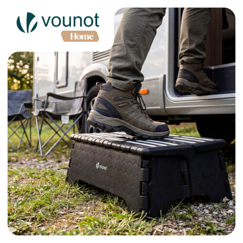 VOUNOT Folding Step Stool, Anti-Slip Folding Stool,39.5x24x13 cm,Black 1