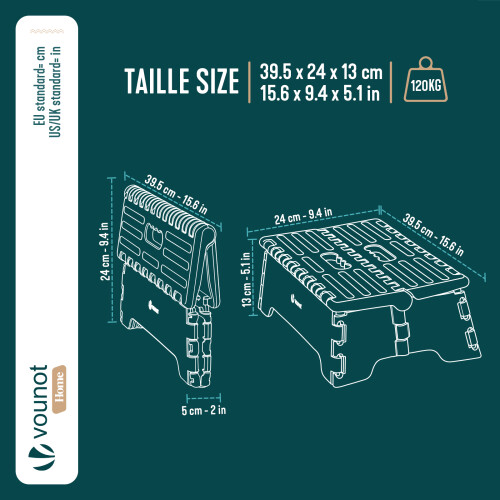 VOUNOT Folding Step Stool, Anti-Slip Folding Stool,39.5x24x13 cm,Black 2