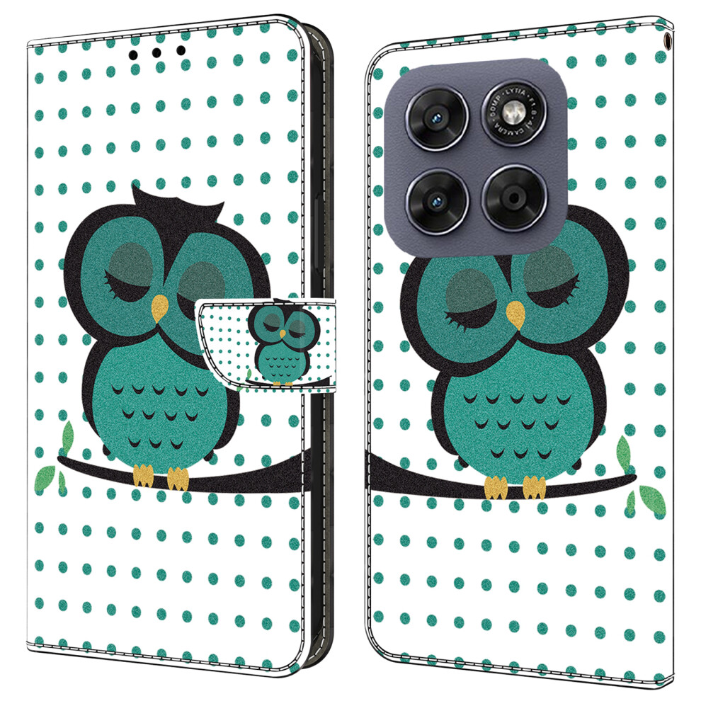 (Sleeping Owl) Wallet Case For Motorola Moto G67 5G / G77 5G Magnetic Clasp 3D Pattern Leather Phone Cover 6914291448417
