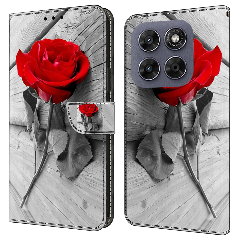 (Rose) Wallet Case For Motorola Moto G67 5G / G77 5G Magnetic Clasp 3D Pattern Leather Phone Cover 6914291408992
