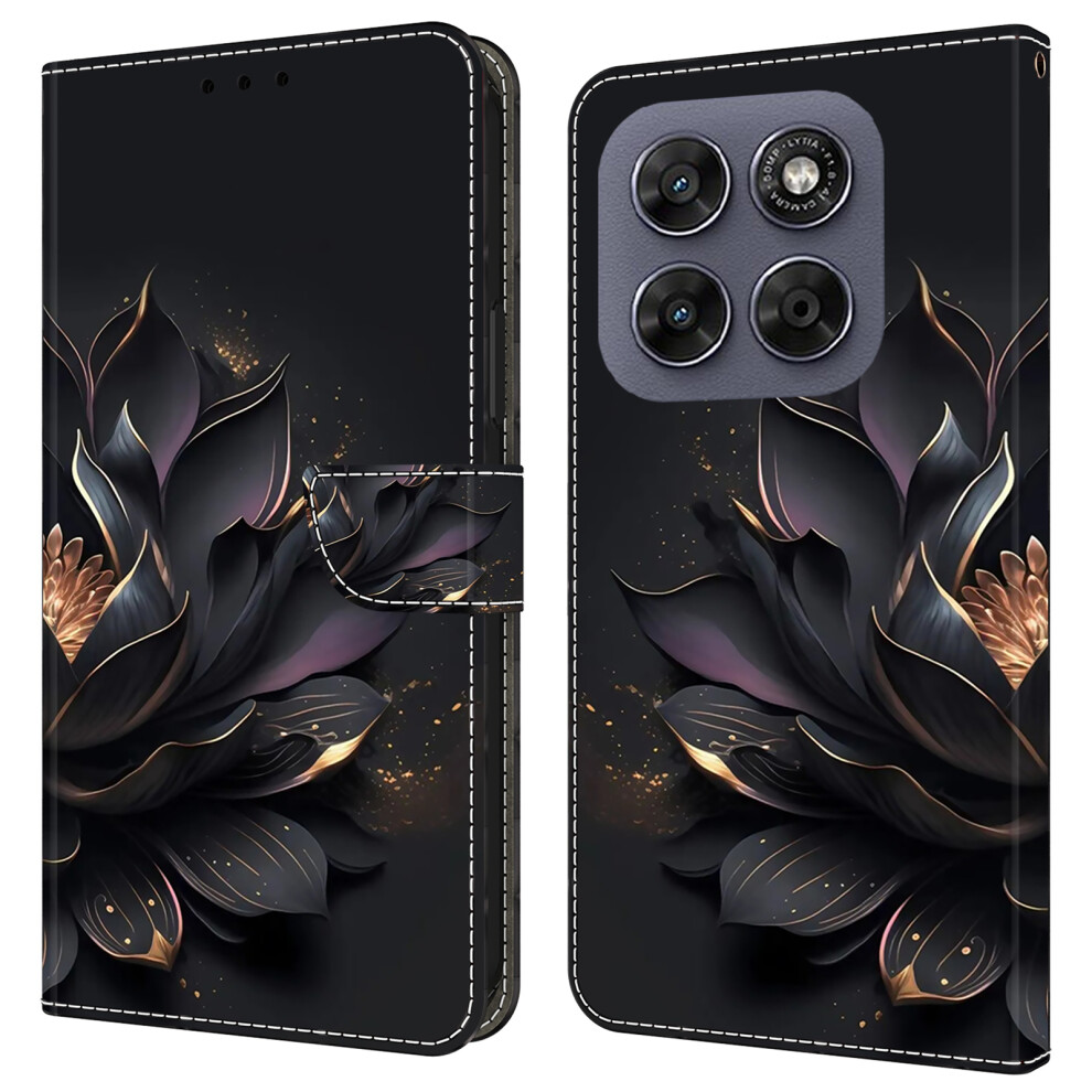 ( Lotus) Wallet Case For Motorola Moto G67 5G / G77 5G Magnetic Clasp 3D Pattern Leather Phone Cover Purple 6914293413185