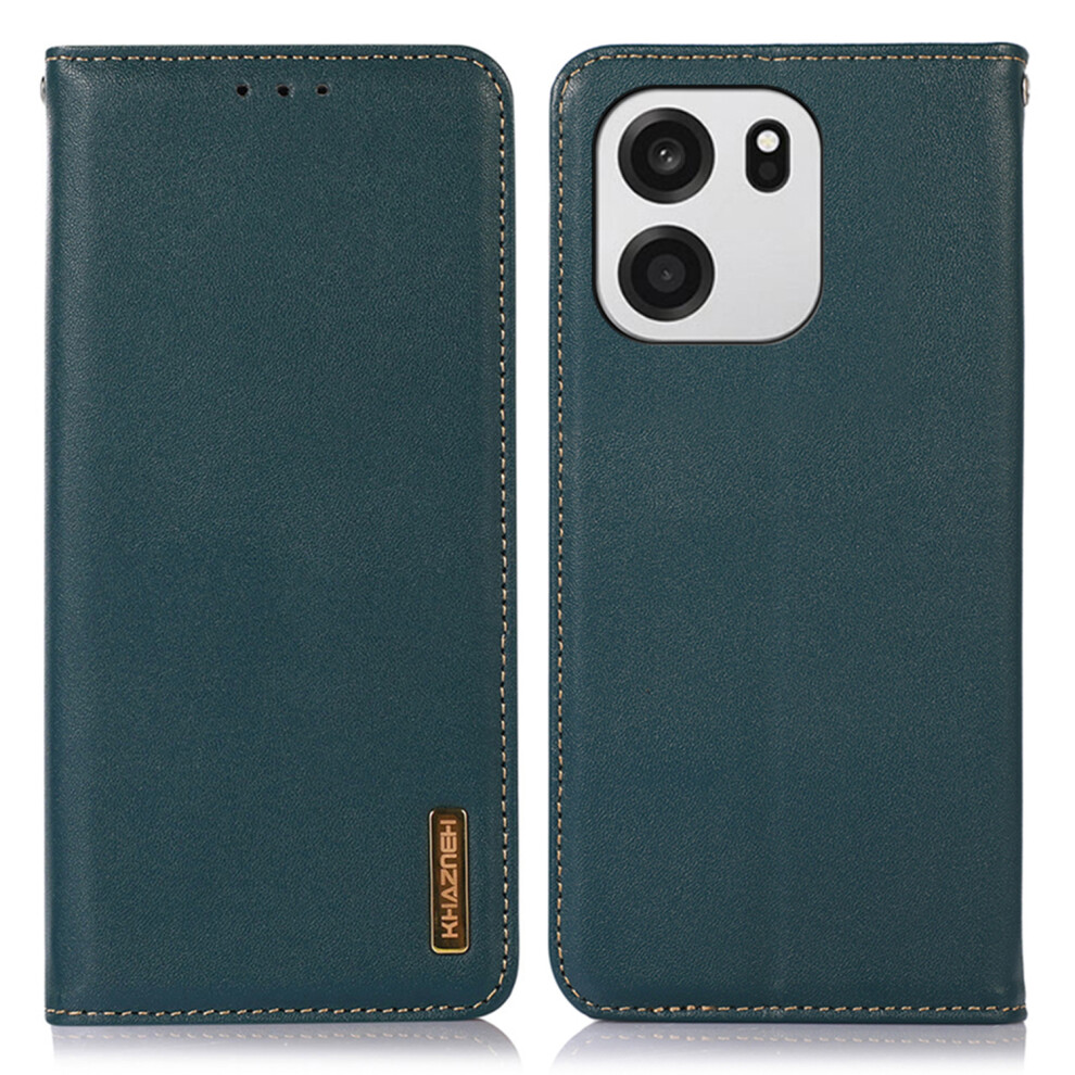 (Green) Khazneh For Oneplus Turbo 6V 5G / Turbo 6 5G Case Wallet Genuine Cow Leather Phone Cover Nappa Texture Green 6914297260396