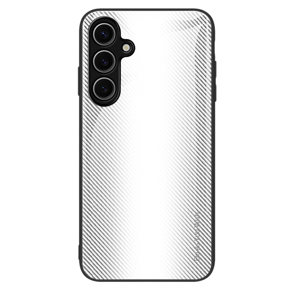 (White) For Samsung Galaxy A37 5G Case Carbon Fiber Texture Tempered Glass+Tpu Phone Cover White 6914291749057