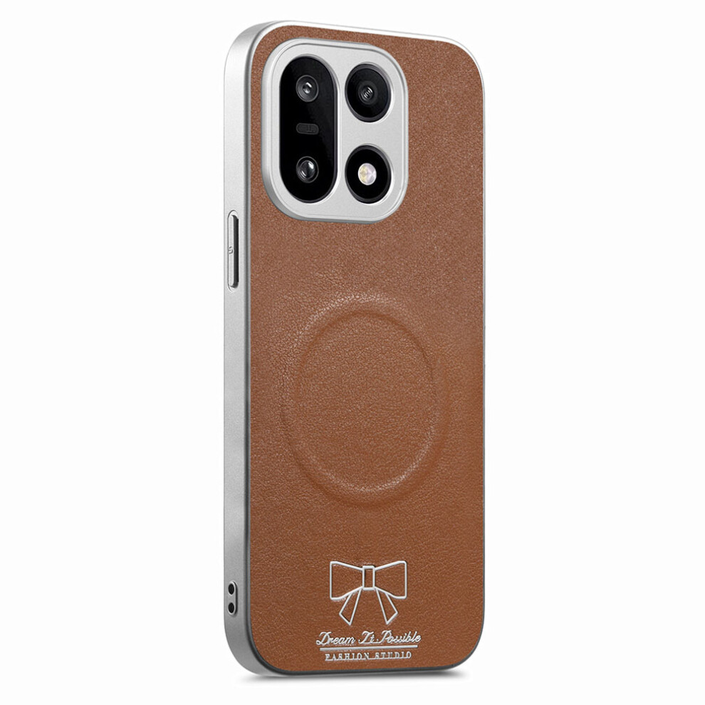 (Brown) For Oneplus 15 5G Magnetic Case Butterfly Bow Pattern Pu Leather + Tpu + Pc Shockproof Phone Cover Brown 6914291386139
