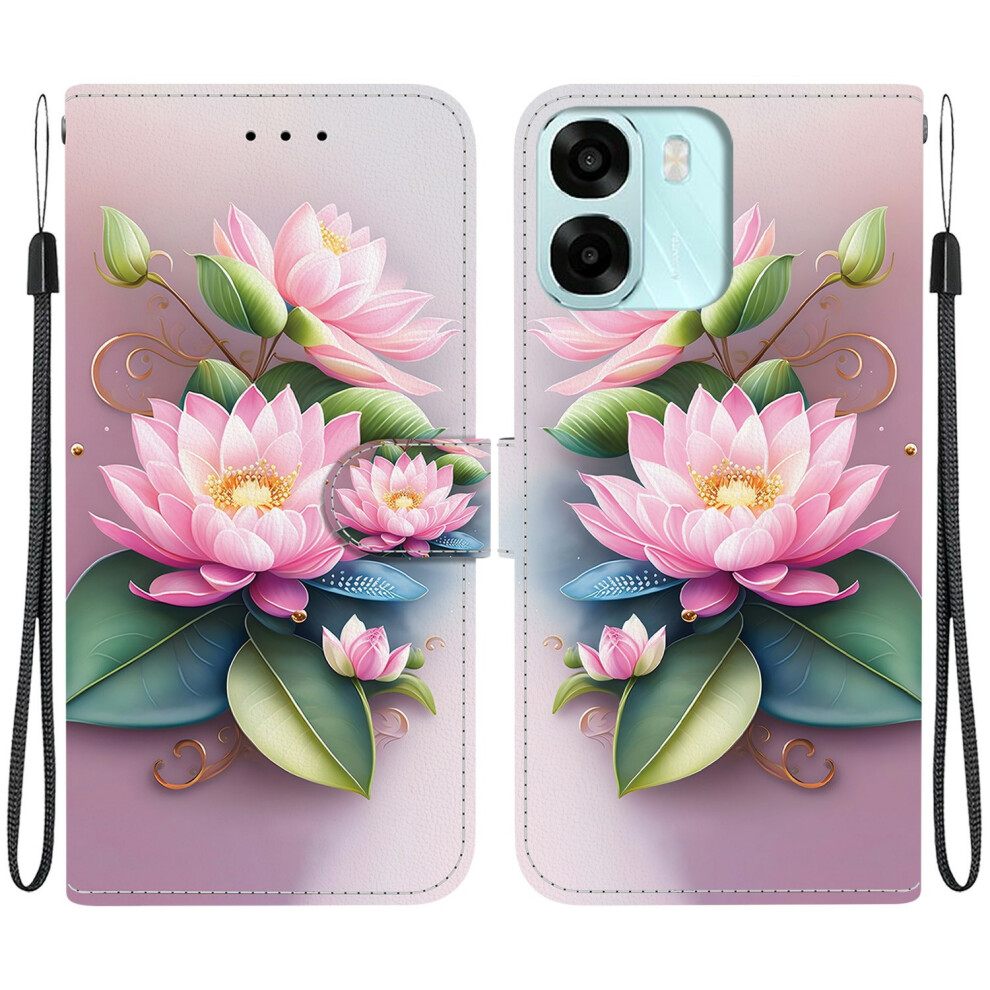(Lotus) For Oppo A6 5G (Global) / A6 4G / A6s 5G / A6s 4G / A6t Pro 4G / A6x 4G / A6x 5G Case Pattern Printing Leath 6914297821948