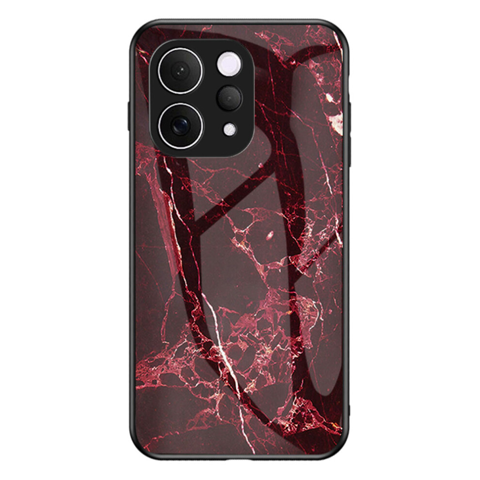 (Blood Marble) Phone Case For Vivo V70 5G / S50 5G Marble Pattern Tempe Glass + Pc + Tpu Protective Phone Cover Red 6914299966715